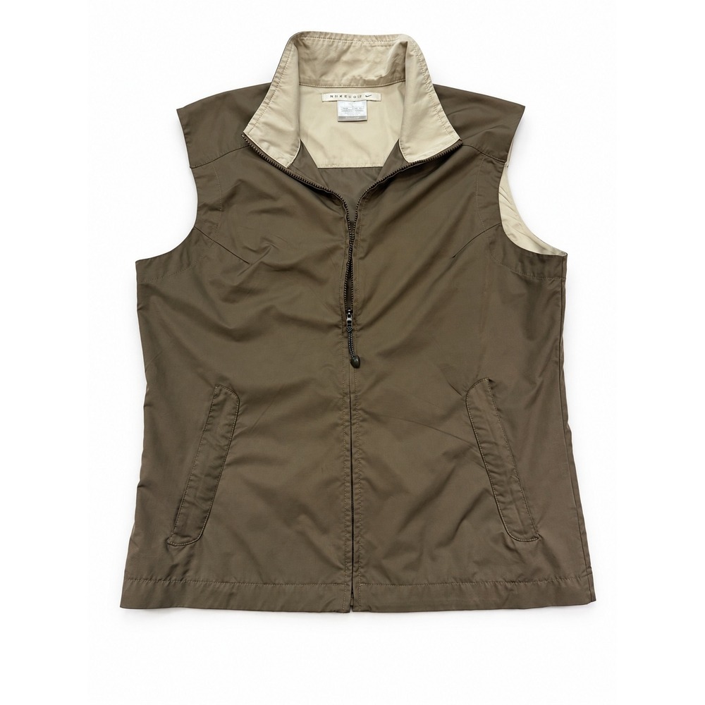 Nike Golf Clima-Fit Vest Womens S 4-6 Olive Brown Full Zip Pockets